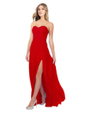 Dark Red A-Line Strapless Sweetheart Sleeveless Long Bridesmaid Dress Fulton