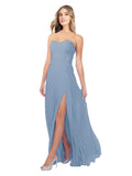 Dusty Blue A-Line Strapless Sweetheart Sleeveless Long Bridesmaid Dress Fulton