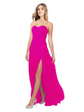 Fuchsia A-Line Strapless Sweetheart Sleeveless Long Bridesmaid Dress Fulton