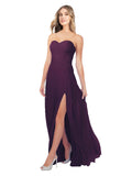 Grape A-Line Strapless Sweetheart Sleeveless Long Bridesmaid Dress Fulton