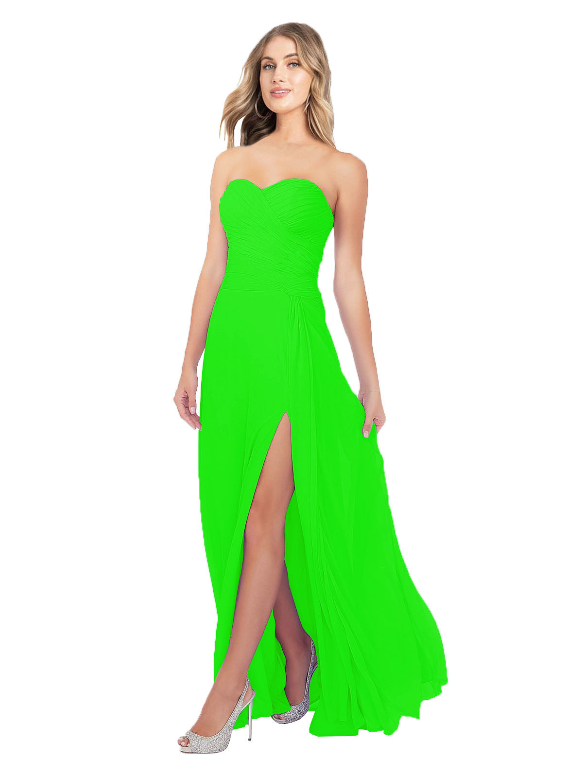 Lime Green A-Line Strapless Sweetheart Sleeveless Long Bridesmaid Dress Fulton