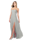 Silver A-Line Strapless Sweetheart Sleeveless Long Bridesmaid Dress Fulton
