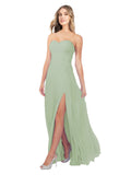 Smoke Green A-Line Strapless Sweetheart Sleeveless Long Bridesmaid Dress Fulton