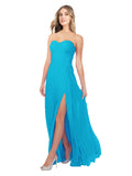 Turquoise A-Line Strapless Sweetheart Sleeveless Long Bridesmaid Dress Fulton