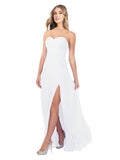 White A-Line Strapless Sweetheart Sleeveless Long Bridesmaid Dress Fulton