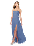 Windsor Blue A-Line Strapless Sweetheart Sleeveless Long Bridesmaid Dress Fulton