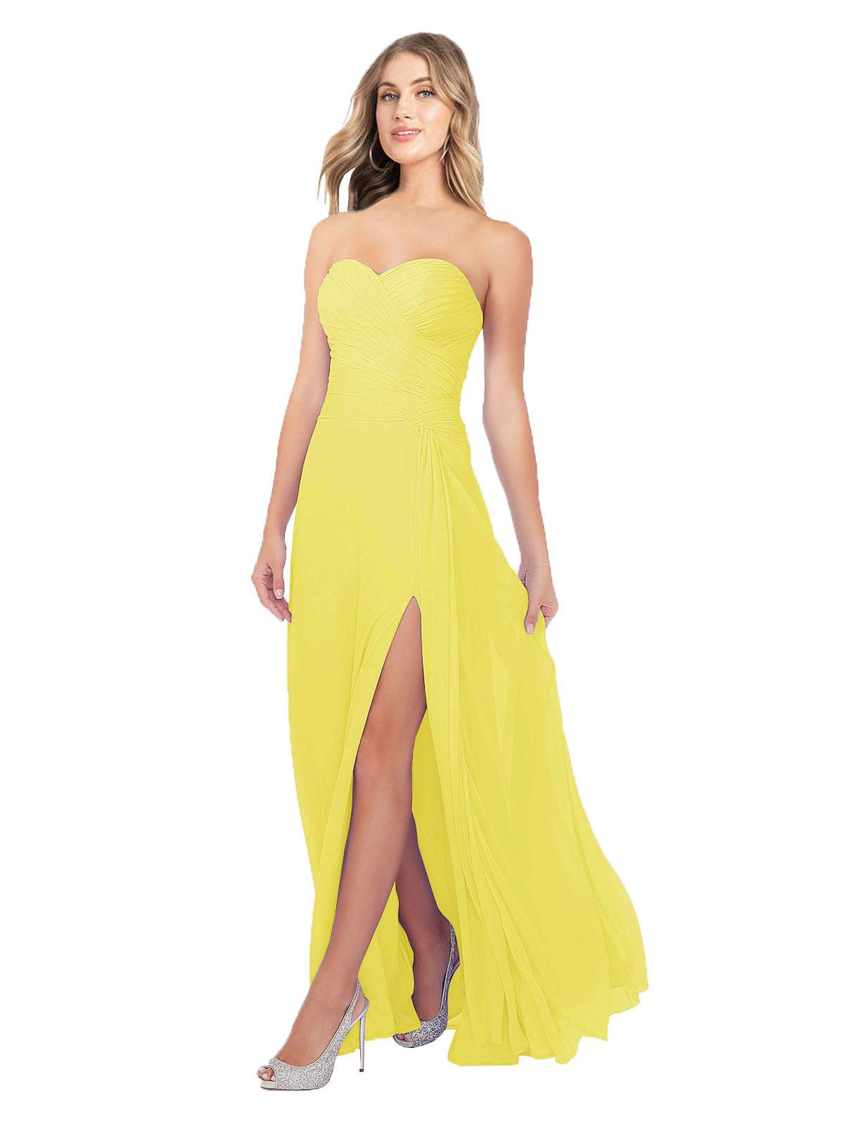 Yellow A-Line Strapless Sweetheart Sleeveless Long Bridesmaid Dress Fulton