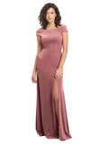 Cinnamon Rose A-Line Square Long Cap Sleeves Stretch Velvet Bridesmaid Dress Marshall