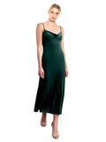 Dark Green A-Line Cowl Spaghetti Straps Short Sleeveless Stretch Velvet Bridesmaid Dress Hoppe