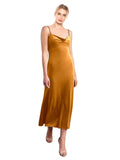 Gold A-Line Cowl Spaghetti Straps Short Sleeveless Stretch Velvet Bridesmaid Dress Hoppe
