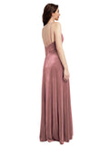 Cinnamon Rose A-Line V-Neck Long Sleeveless Stretch Velvet Bridesmaid Dress Carter
