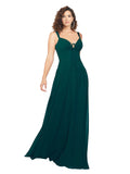 Hunter A-Line Sweetheart, V-Neck Sleeveless Long Bridesmaid Dress Azaria