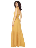 RightBrides Soraya Saffron A-Line Square Sleeveless Long Bridesmaid Dress