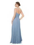 Dusty Blue A-Line Sweetheart, Strapless Sleeveless Long Bridesmaid Dress Zola