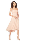 Ice Pink A-Line Square Cold Shoulder, Off The Shoulder Short Bridesmaid Dress Ryder