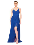 Royal Blue A-Line V-Neck Sleeveless Long Bridesmaid Dress Abbey