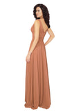 Rosewood A-Line V-Neck Sleeveless Long Bridesmaid Dress Zannah