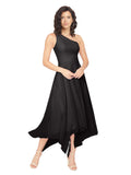 Black A-Line One Shoulder, Strapless Sleeveless Short Bridesmaid Dress Syreeta