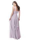 Pink Glow A-Line V-Neck Sleeveless Long Bridesmaid Dress Jena