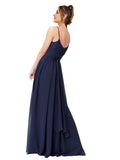 Dark Navy A-Line Scoop Sleeveless Long Bridesmaid Dress Thao