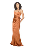 Orange A-Line Sweetheart Strapless Sleeveless Long Silky Satin Bridesmaid Dress Manuella
