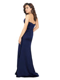 Sapphire A-Line Sweetheart Strapless Sleeveless Long Silky Satin Bridesmaid Dress Manuella