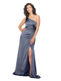 Dusk A-Line One Shoulder Sleeveless Long Silky Satin Bridesmaid Dress Cheyair