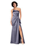 Dusk A-Line One Shoulder Sleeveless Long Silky Satin Bridesmaid Dress Loire
