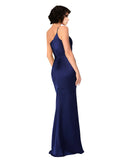 Sapphire A-Line One Shoulder Sleeveless Long Silky Satin Bridesmaid Dress Loire