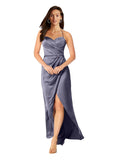 Dusk A-Line Sweetheart, Spaghetti Straps Sleeveless Long Silky Satin Bridesmaid Dress Lou