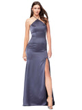 Dusk Mermaid Halter Sleeveless Long Silky Satin Bridesmaid Dress Lynton