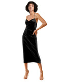 Black Sheath Cowl Spaghetti Straps Short Sleeveless Stretch Velvet Bridesmaid Dress Trafford